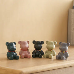 Ceramic Cartoon Heart Bear Figurine for Home Decor