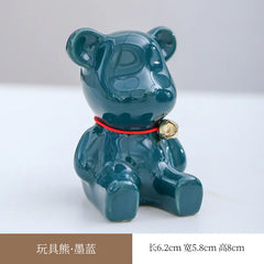 Ceramic Cartoon Heart Bear Figurine for Home Decor