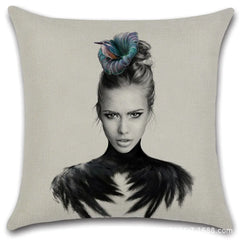 Artistic Women's Sofa Cushion Cover for Home & Office