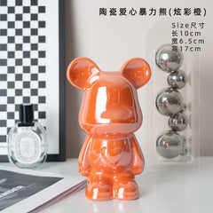 "Violent Bear Ceramic Figurine for Home Decor"