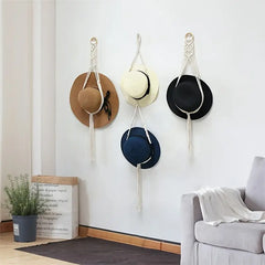 Boho Hat Organizer with Tassels for Home Decor