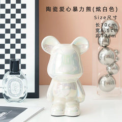 "Violent Bear Ceramic Figurine for Home Decor"