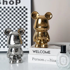 "Violent Bear Ceramic Figurine for Home Decor"