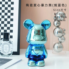 "Violent Bear Ceramic Figurine for Home Decor"