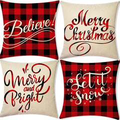 Christmas Linen Pillow Cover for Home Decoration