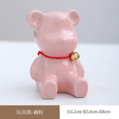 Ceramic Cartoon Heart Bear Figurine for Home Decor