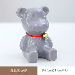 Ceramic Cartoon Heart Bear Figurine for Home Decor