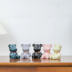 Ceramic Cartoon Heart Bear Figurine for Home Decor