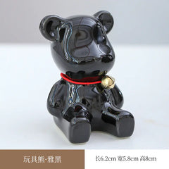 Ceramic Cartoon Heart Bear Figurine for Home Decor