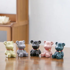 Ceramic Cartoon Heart Bear Figurine for Home Decor