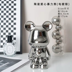 "Violent Bear Ceramic Figurine for Home Decor"